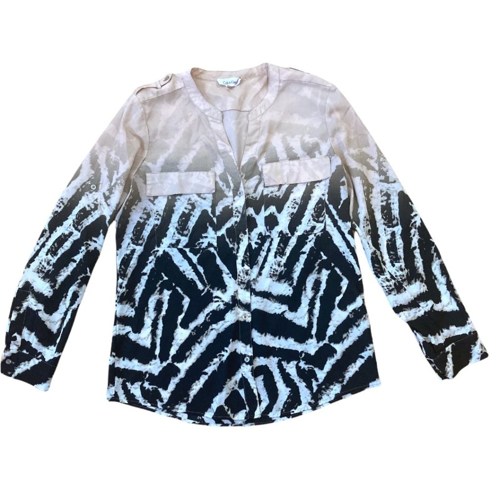 Calvin Klein pink animal print ombre blouse